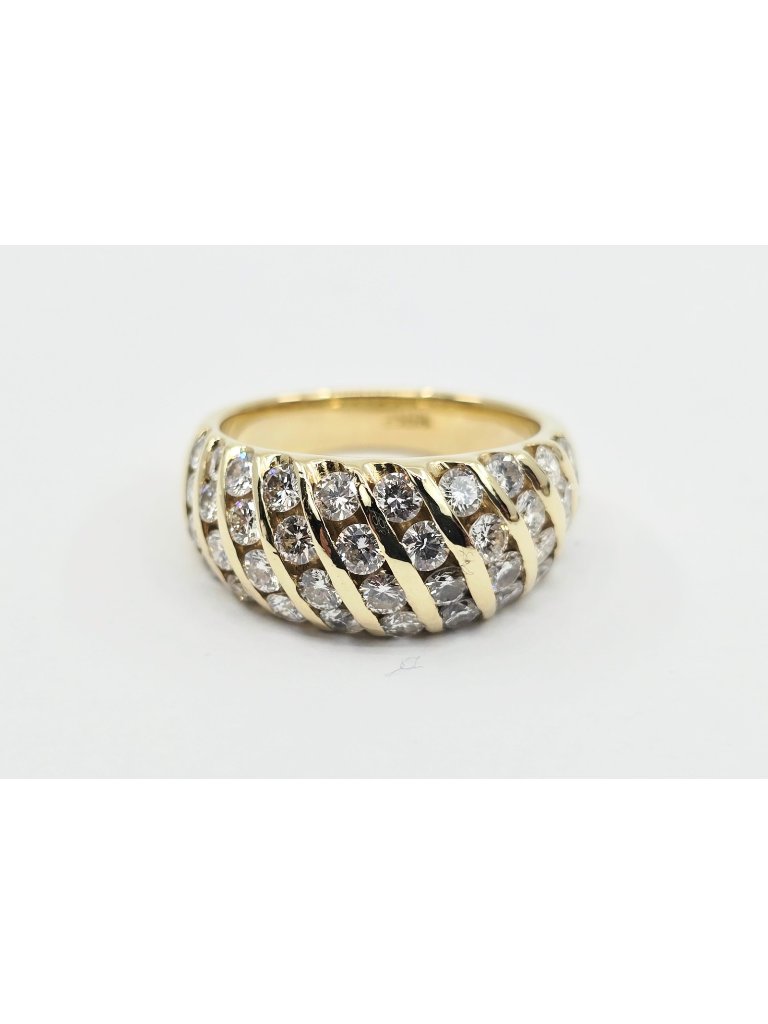 Unique 14k Karat Solid Yellow Gold Designer Round Diamond Cocktail Ring  Size 6